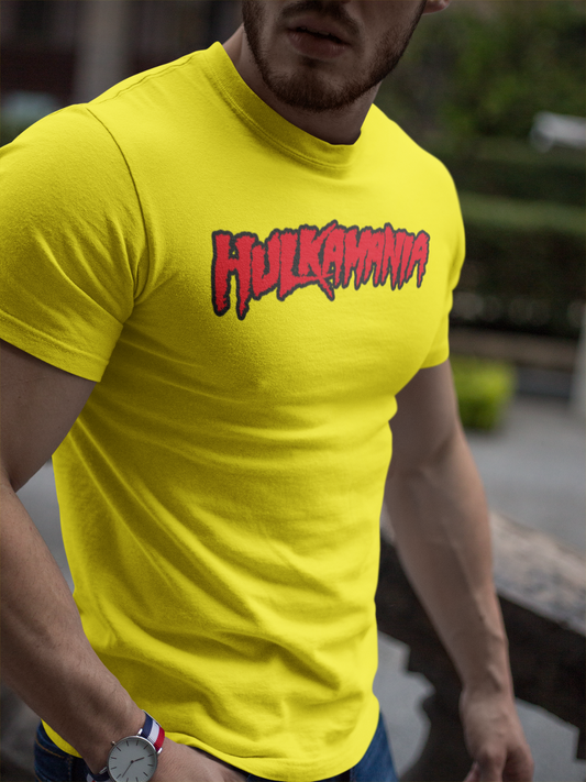 Hulk Hogan Hulkamania Yellow T-Shirt | Classic Red Logo – Wrestling Fan Tee
