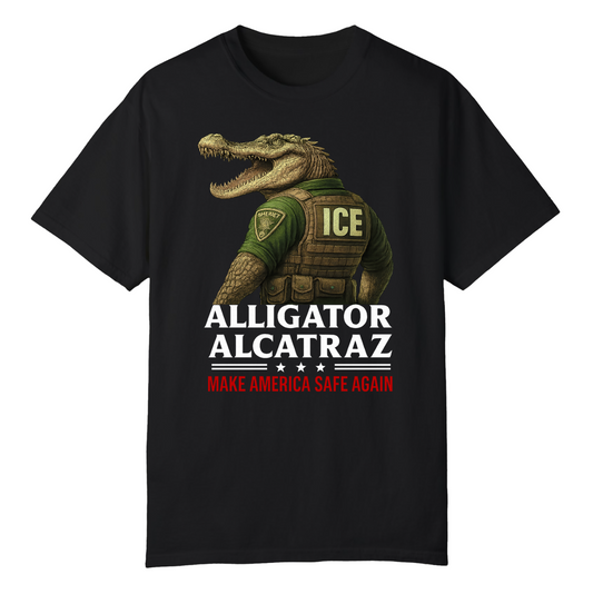 Alligator Alcatraz ICE T-Shirt – Patriotic, Bold, and Built for Rebels