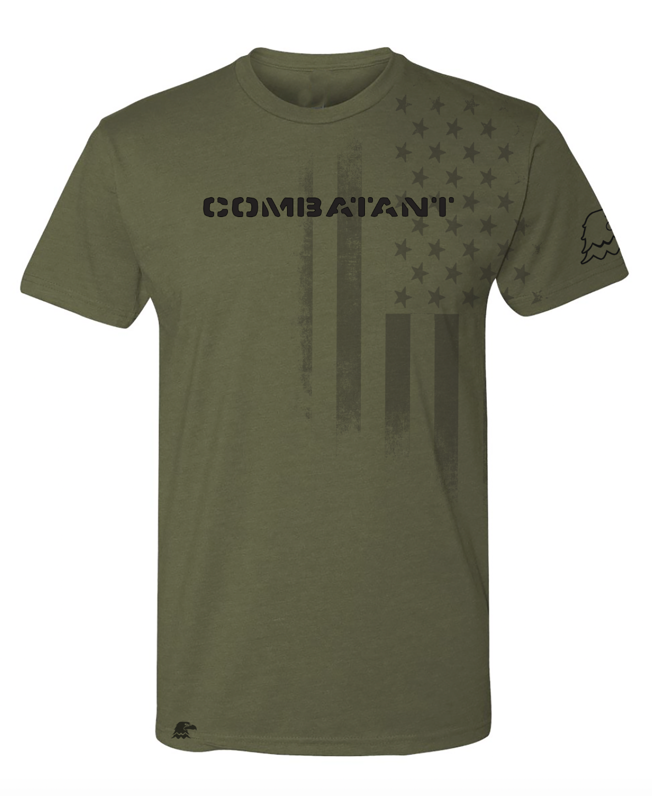 Combatant® Tactical Flag Tee – Military Green USA Pride Shirt