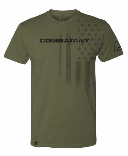 Combatant® Tactical Flag Tee – Military Green USA Pride Shirt