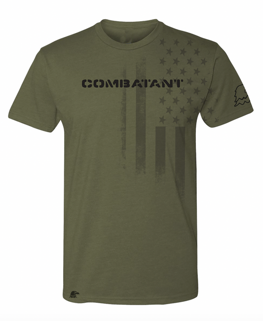 Combatant® Tactical Flag Tee – Military Green USA Pride Shirt