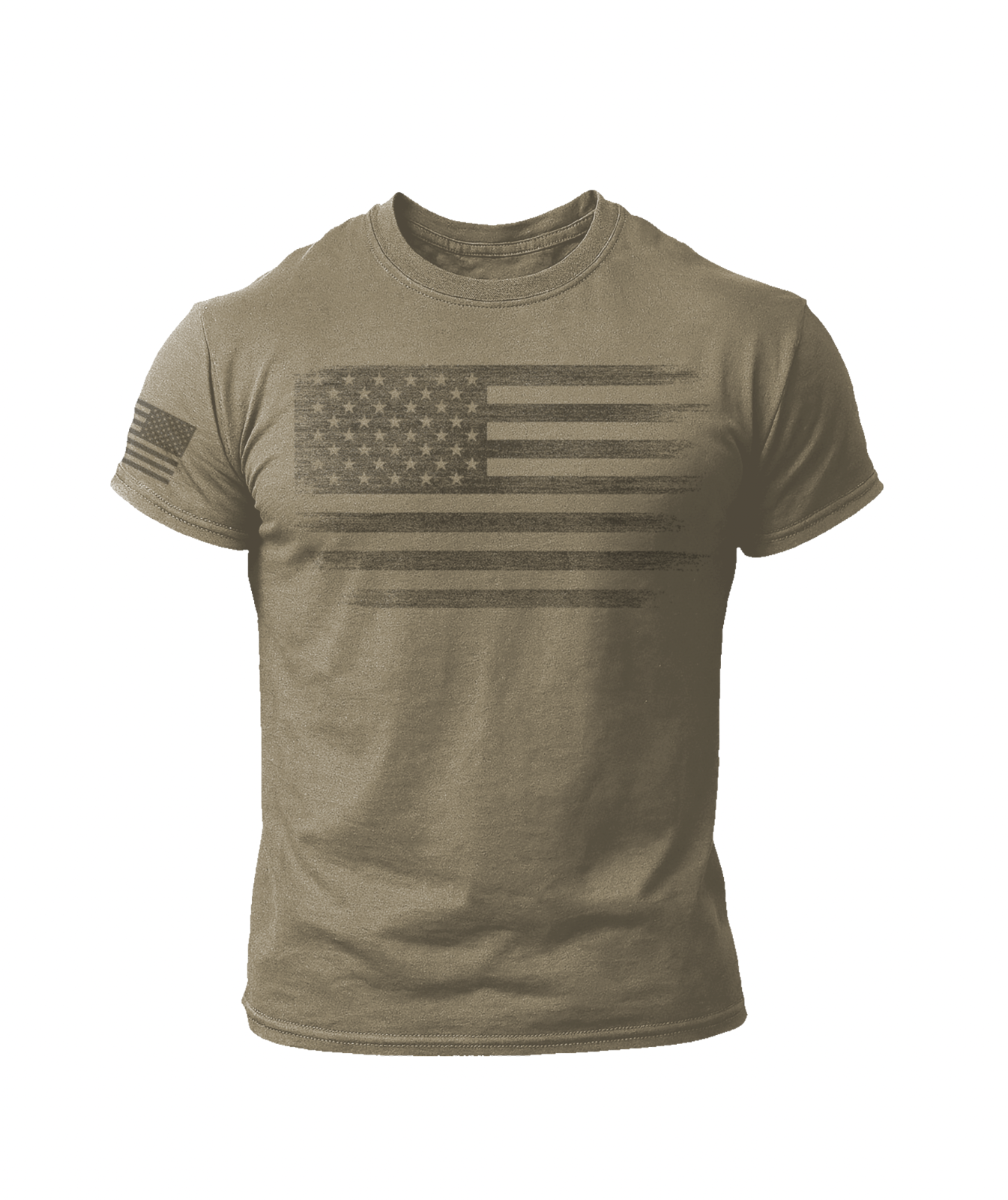 Tactical Distressed American Flag T-Shirt – Military Green USA Patriotic Tee