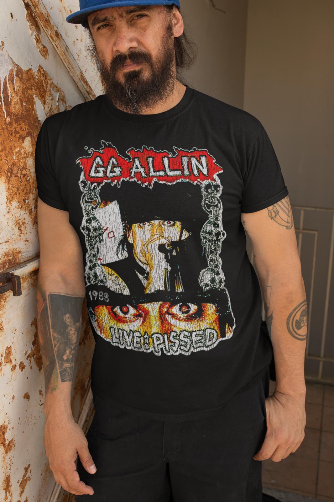 GG Allin 1988 “Live & Pissed” T-Shirt Punk Rock Hardcore Bootleg