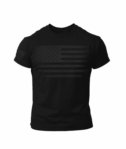 Tactical Distressed American Flag T-Shirt – Military Green USA Patriotic Tee