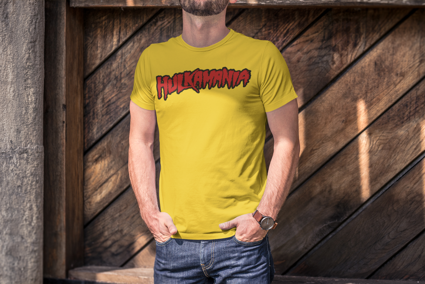 Hulk Hogan Hulkamania Yellow T-Shirt | Classic Red Logo – Wrestling Fan Tee