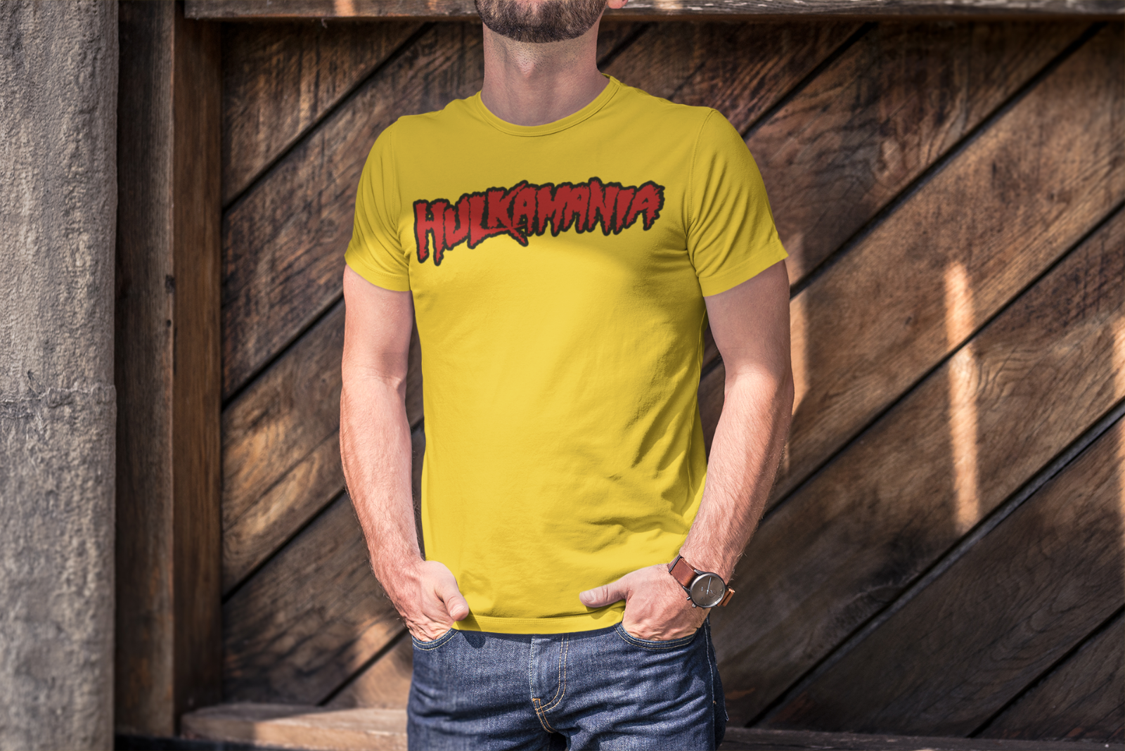 Hulk Hogan Hulkamania Yellow T-Shirt | Classic Red Logo – Wrestling Fan Tee