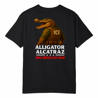 Alligator Alcatraz ICE Sheriff Gator T-Shirt – Funny Double-Sided Satire Graphic